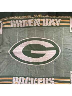 Green Bay Packers Woven Tapestry NFL Throw Stadium Blanket 100% Cotton 60x40